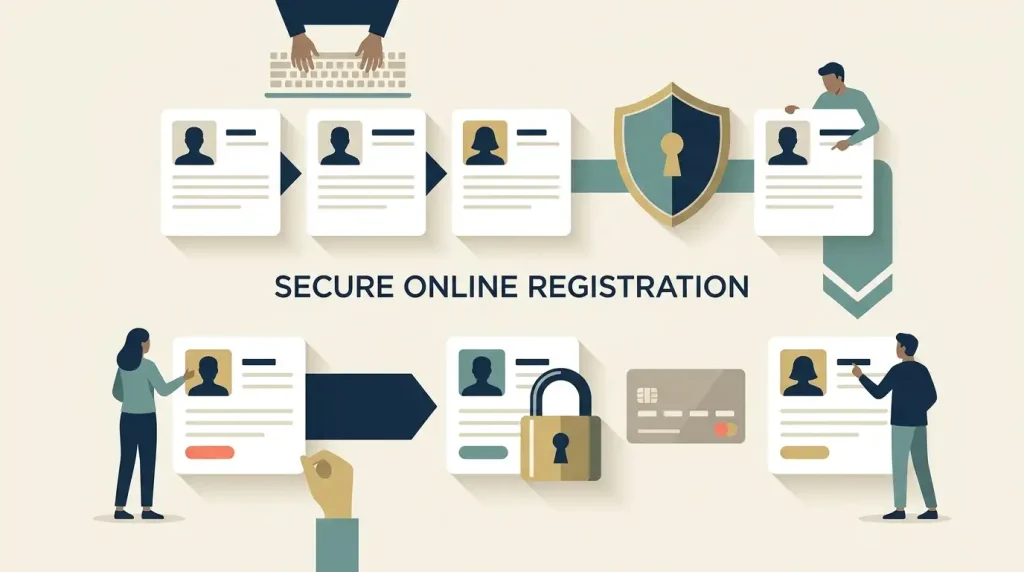 Conceptual Castle Casino registration and identity-check process